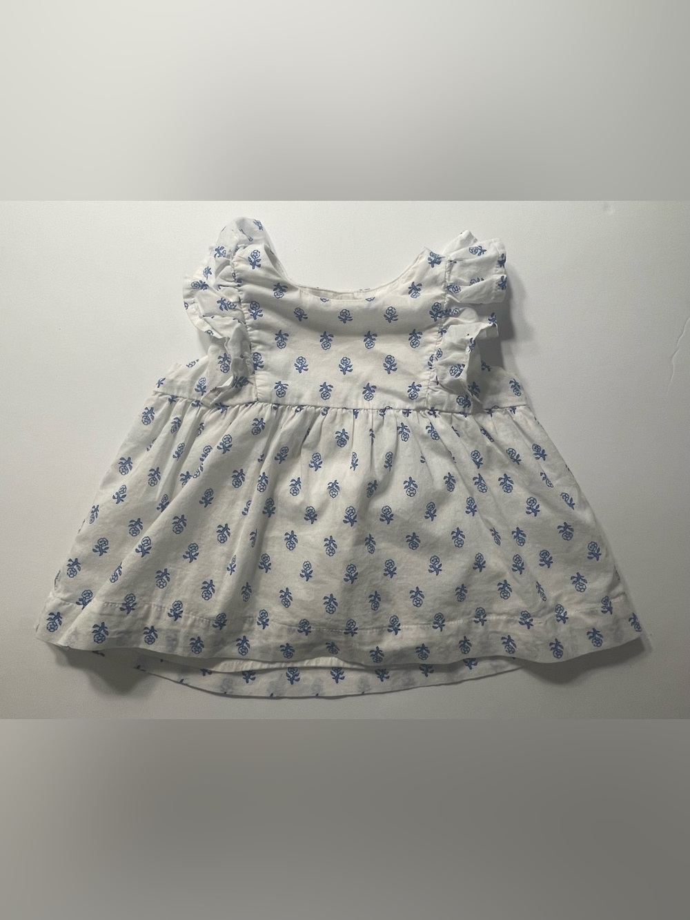 Baby Gap White Baby Dress with Blue Floral Print